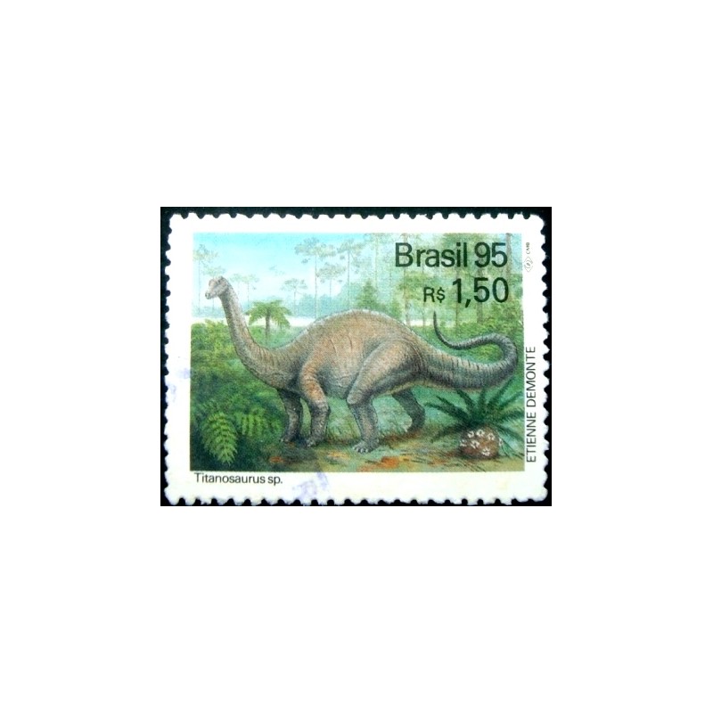 Imagem similar à do selo postal do Brasil de 1995 Titanossaurus sp U