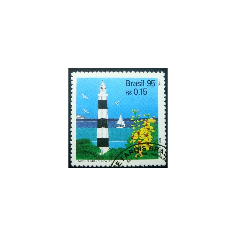 Selo postal do Brasil de 1995 Farol de Olinda NCC