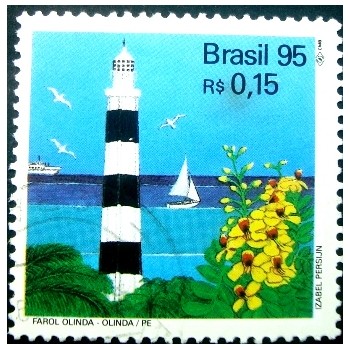 Imagem similar à do selo postal do Brasil de 1995 Farol Olinda U