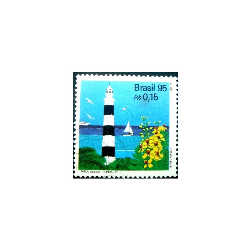 Imagem similar à do selo postal do Brasil de 1995 Farol Olinda U