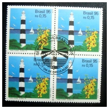 Quadra de selos postal do Brasil de 1995 Farol Olinda MCC