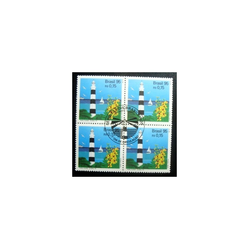 Quadra de selos postal do Brasil de 1995 Farol Olinda MCC