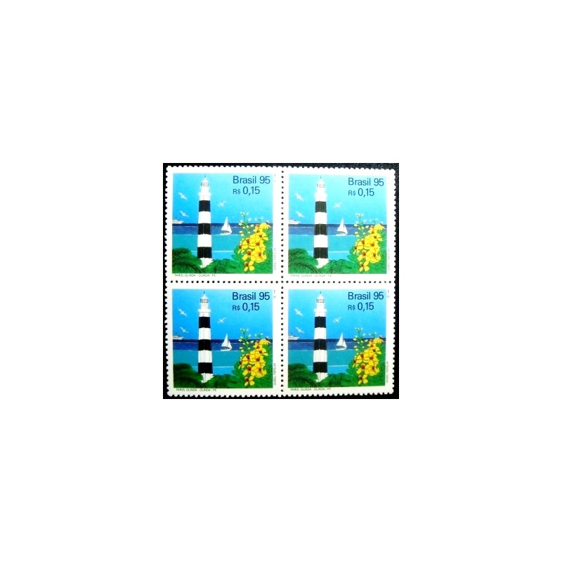 Quadra de selos postal do Brasil de 1995 Farol Olinda M