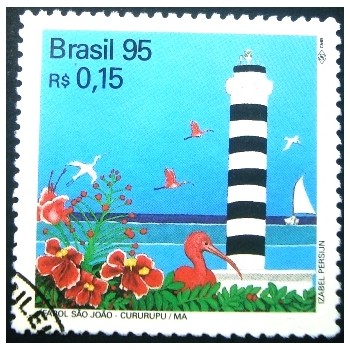 Selo postal do Brasil de 1995 Farol São João NCC