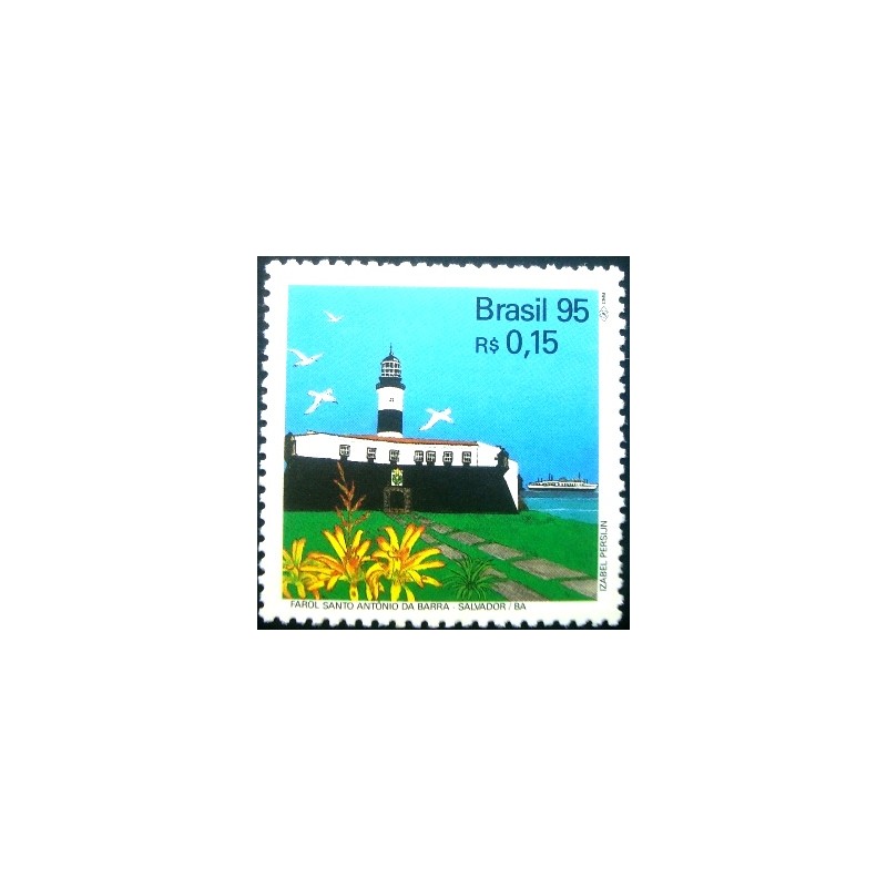 Selo postal do Brasil de 1995 Farol Santo Antonio da Barr