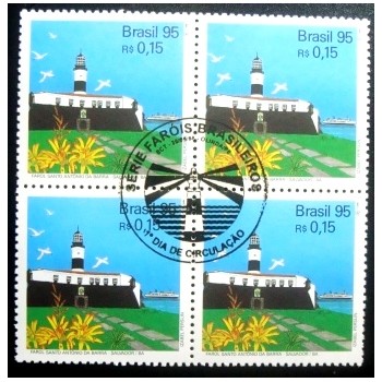 Quadra de selos do Brasil de 1995 Farol Santo Antonio da Barra MCC
