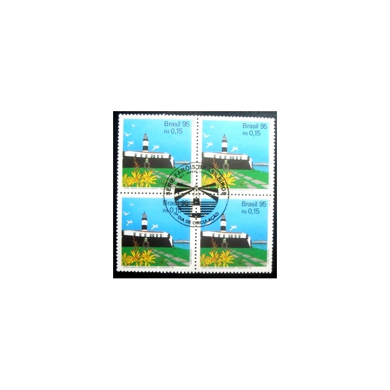 Quadra de selos do Brasil de 1995 Farol Santo Antonio da Barra MCC