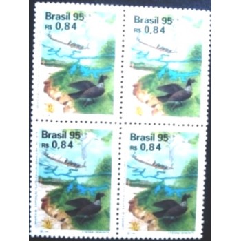 Quadra de selos postais do Brasil de 1995 - Pássaro e barco