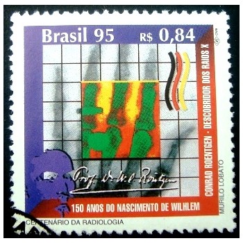 Selo postal do Brasil de 1995 Wilhelm Conrad Roentgen NCC