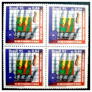 Quadra de selos postais do Brasil de 1995 Wilhelm Conrad Roentgen M