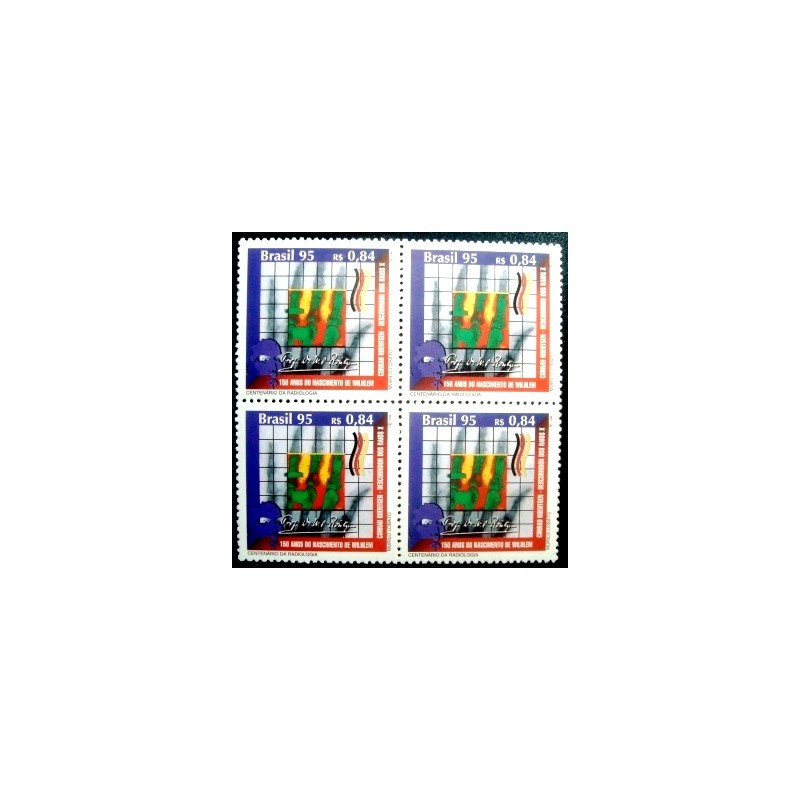 Quadra de selos postais do Brasil de 1995 Wilhelm Conrad Roentgen M