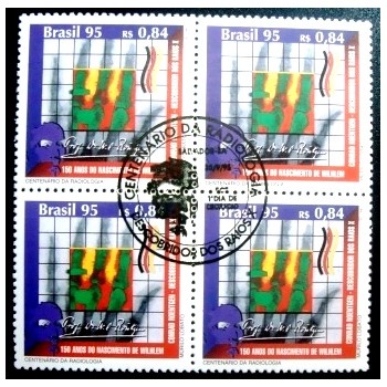 Quadra de selos postais do Brasil de 1995 Wilhelm Conrad Roentgen MCC