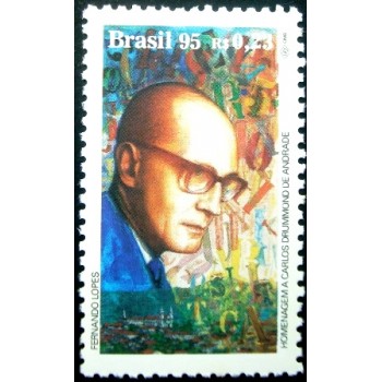 Selo postal do Brasil de 1995 Carlos Drumond de Andrade M