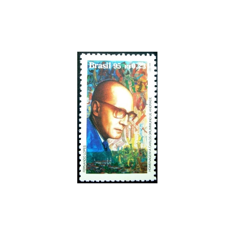 Selo postal do Brasil de 1995 Carlos Drumond de Andrade M