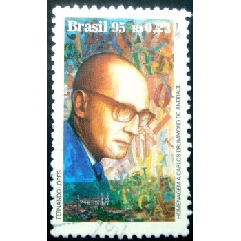 Selo postal do Brasil de 1995 Carlos Drumond de Andrade U