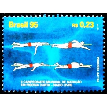 Selo postal do Brasil de 1995 Nado de Costas