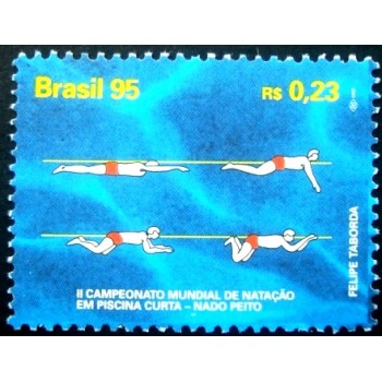 Selo postal do Brasil de 1995 Nado de peito