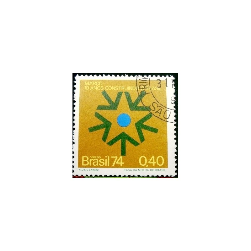 Selo postal do Brasil de 1974 Revolução de 1964 MCC