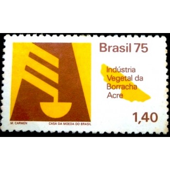 Selo postal do Brasil de 1975 Borracha N