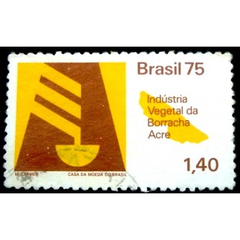 Selo postal do Brasil de 1975 Borracha U