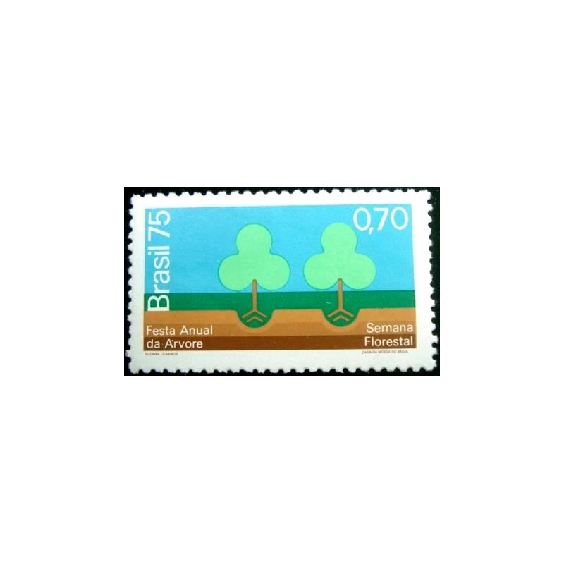 Selo postal do Brasil de 1975 Semana Florestal M