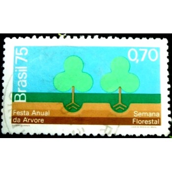 Imagem similar à do selo postal do Brasil de 1975 Semana Florestal