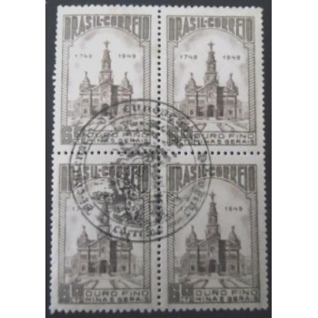 Quadra de selos postais do Brasil de 1949 Ouro Fino