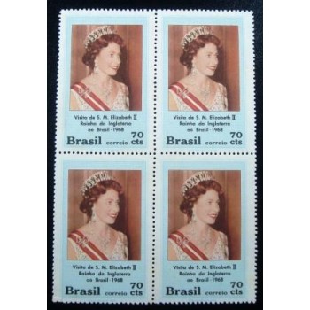 Quadra de selos postais do Brasil de 1968 Elizabeth II M