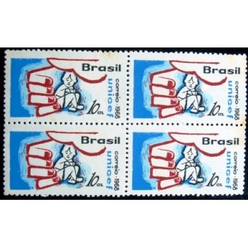 Quadra de selos postais do Brasil de 1968 UNICEF 10 M