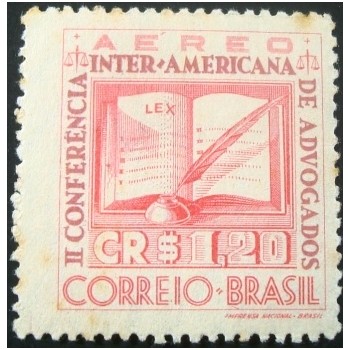 Selo postal do Brasil de 1943 Conferência Interamericana de Advogados M