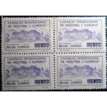 Quadra de selos postais de 1948 Exposição Quitandinha 3,8 N