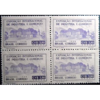 Quadra de selos postais de 1948 Exposição Quitandinha 3,8 M
