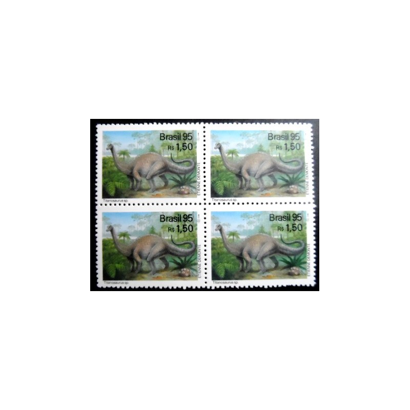 Quadra de selos do Brasil de 1995 Titanosaurus M