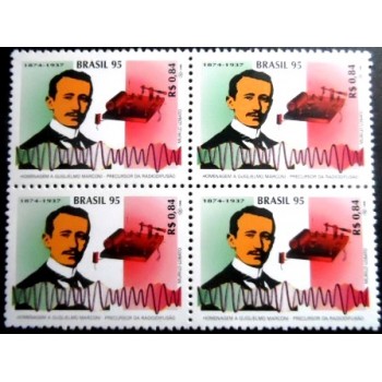 Quadra de selos do Brasil de 1995 Guglielmo Marconi M