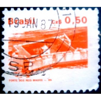 Selo postal do Brasil de 1986 - Forte dos Reis Magos RN U