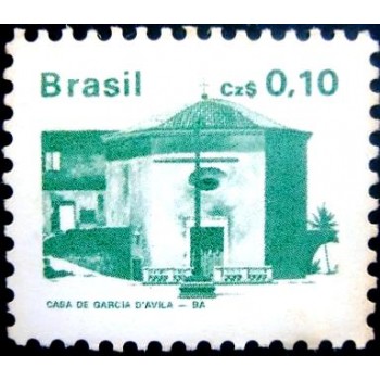 Selo postal do Brasil de 1986 Casa de Garcia D'Avila M