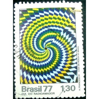 Imagem similar á do selo postal do brasil de 1977 Radioamador  U