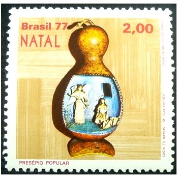 Selo Postal do Brasil de 1977 Anjo e Maria M