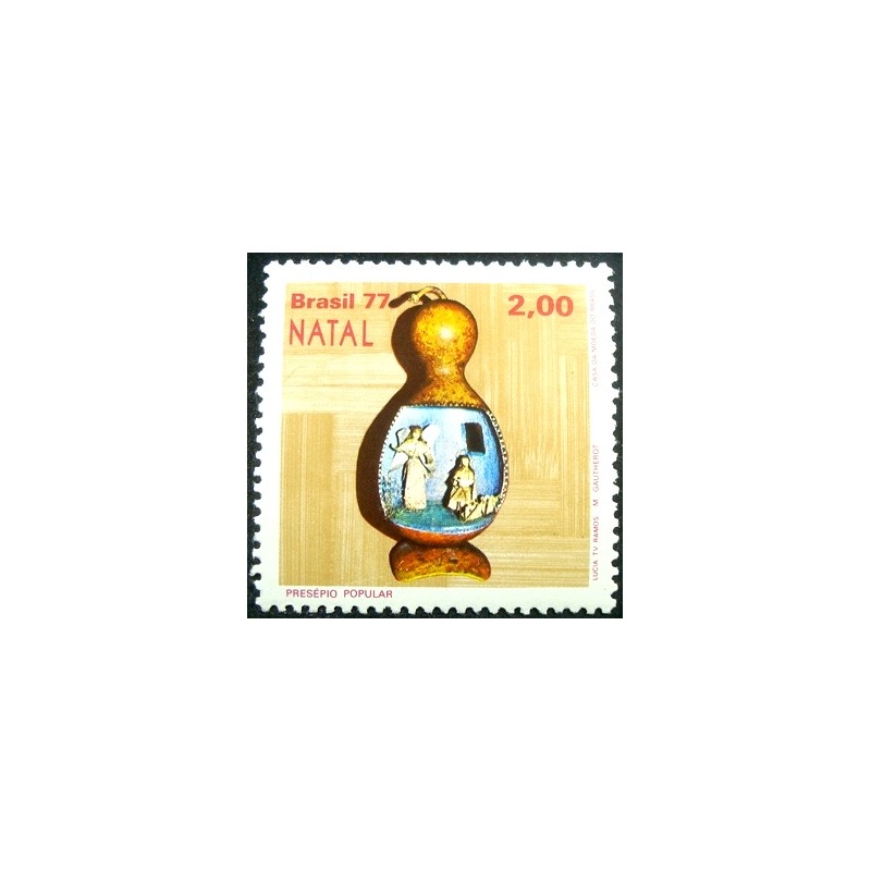 Selo Postal do Brasil de 1977 Anjo e Maria M