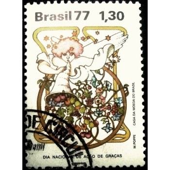 Selo postal do Brasil de 1977 Ação de Graças M1D