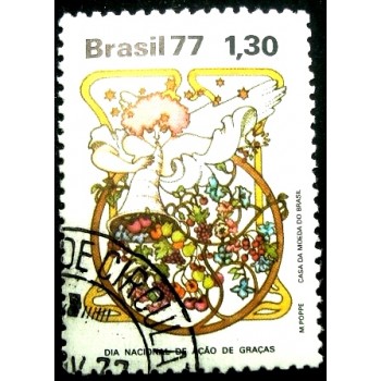 Selo postal do Brasil de 1977 Ação de Graças N1D