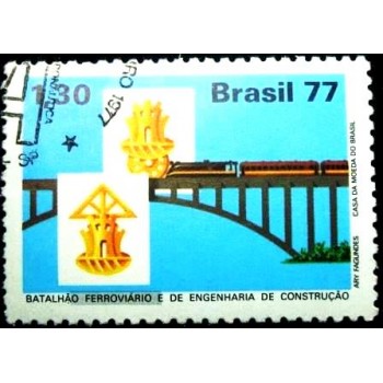 Selo postal do Brasil de 1977 Batalhão Ferroviário MCC