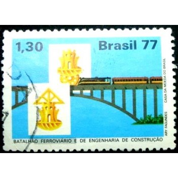 Imagem similar á do selo postal do Brasil de 1977 Batalhão Ferroviário U