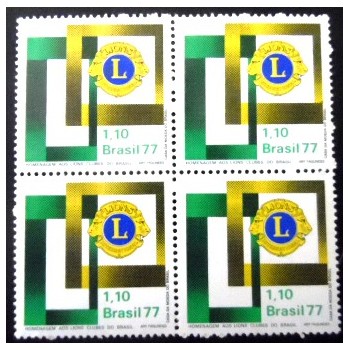 Quadra de selos do Brasil de 1977 Lions Clubes M