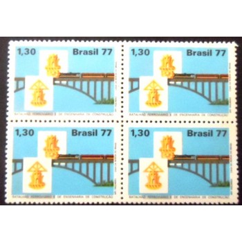 Quadra de selos do Brasil de 1977 Batalhão Ferroviário M