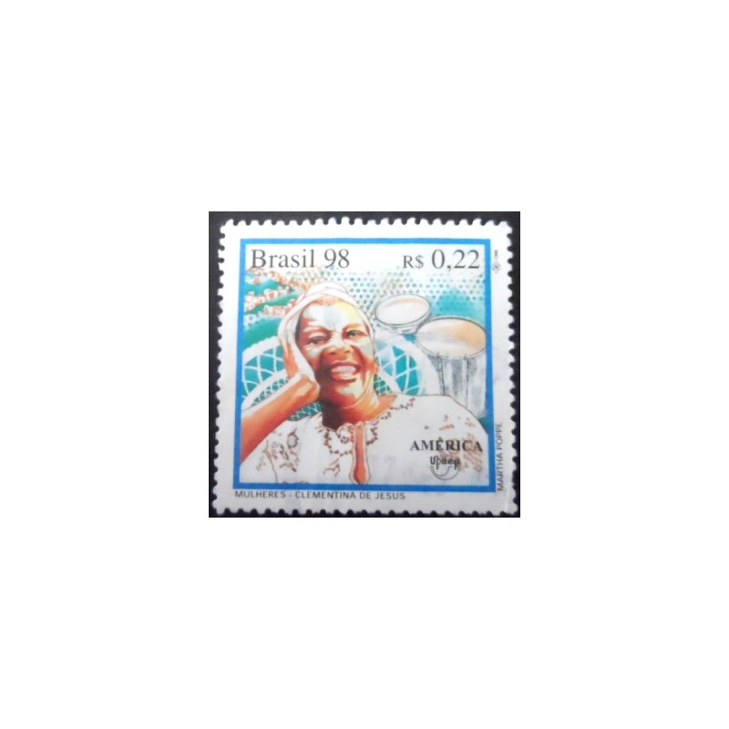 Selo postal do Brasil de 1998 Clementina de Jesus U