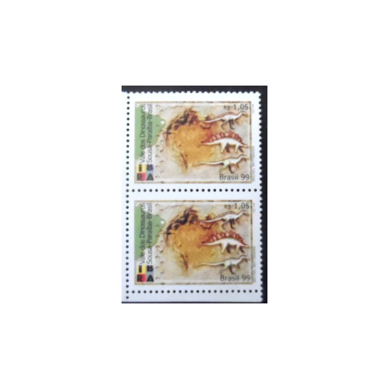 Par de selos postais do Brasil de 1999 Vale dos Dinossauros M
