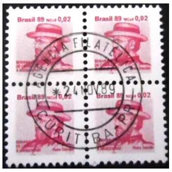 Quadra de selos postais do Brasil de 1989 Padre Damião MCC QD H 26