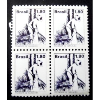 Quadra de selos postais do Brasil de 1979 Colhedor de Carnaúba M