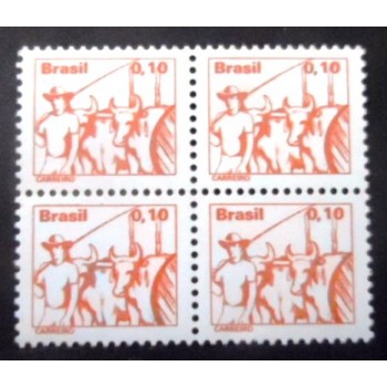 Quadra de selos postais Regulares do Brasil de 1977 Carreiro M